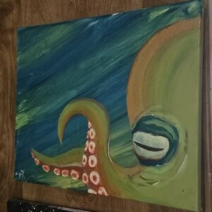 Colorful acrylic octopus painting 18"x24"